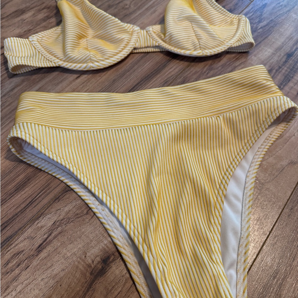 Rhythm Yellow and White Striped Bikini - Picture 3 of 5
